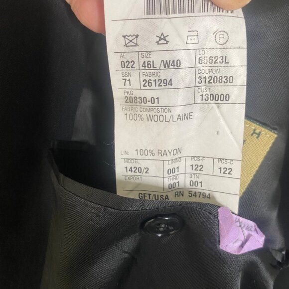 Joseph Abboud Nordstrom 2-Piece Wool Suit‎ Mens 46L Blazer 39x30.5 Pants Career - Picture 9 of 16